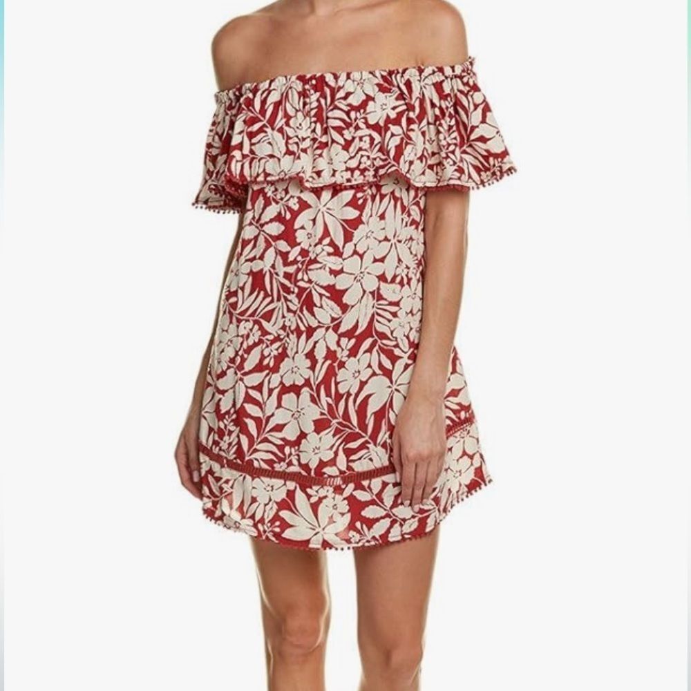 Red Carter Womens Shanghai Off The Shoulder Dress Cover-Up XS